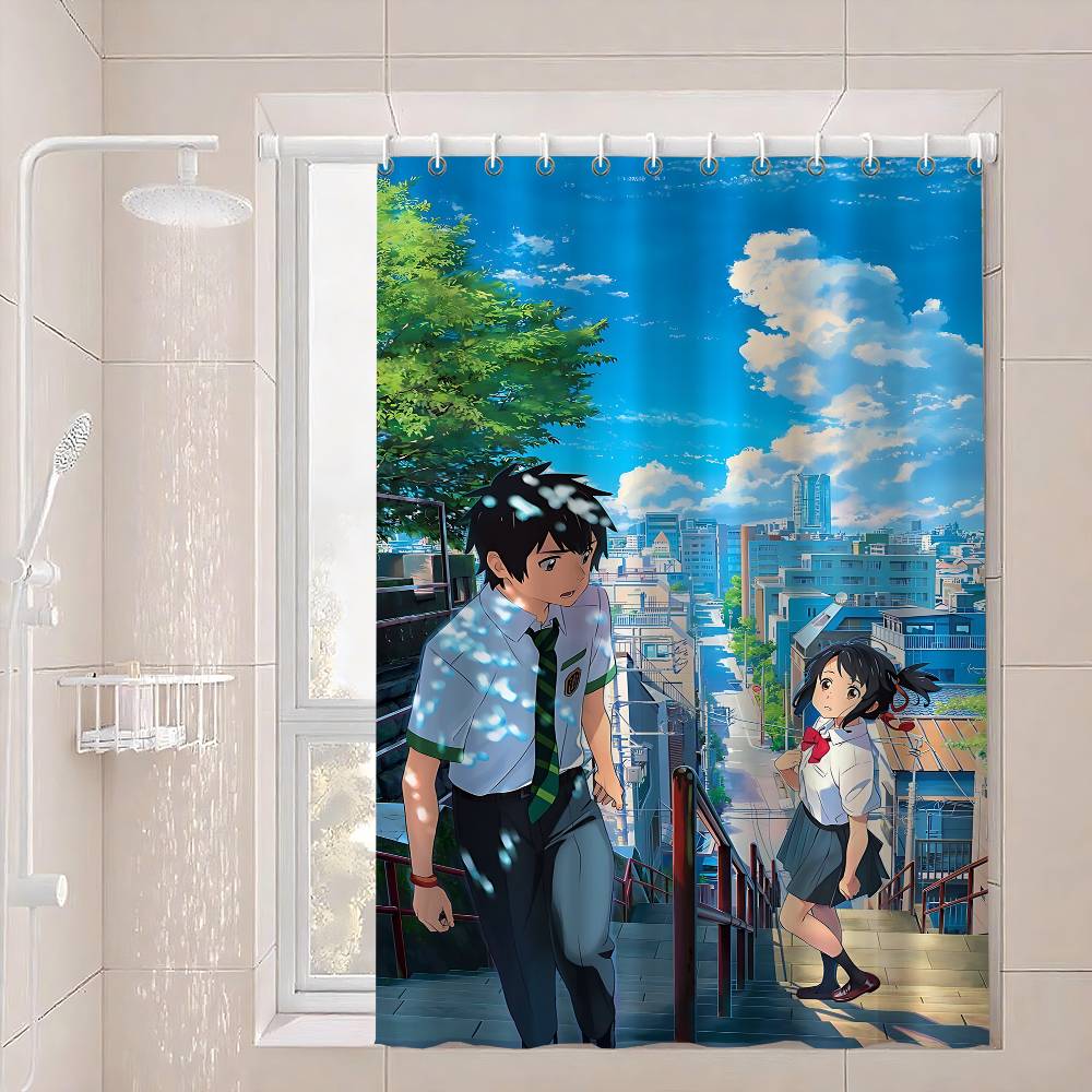 Japan Anime Y-Your Name Waterproof Fabric Shower Curtain Bathroom Decoration Curtain Home Hawaiian Style Shower Curtain