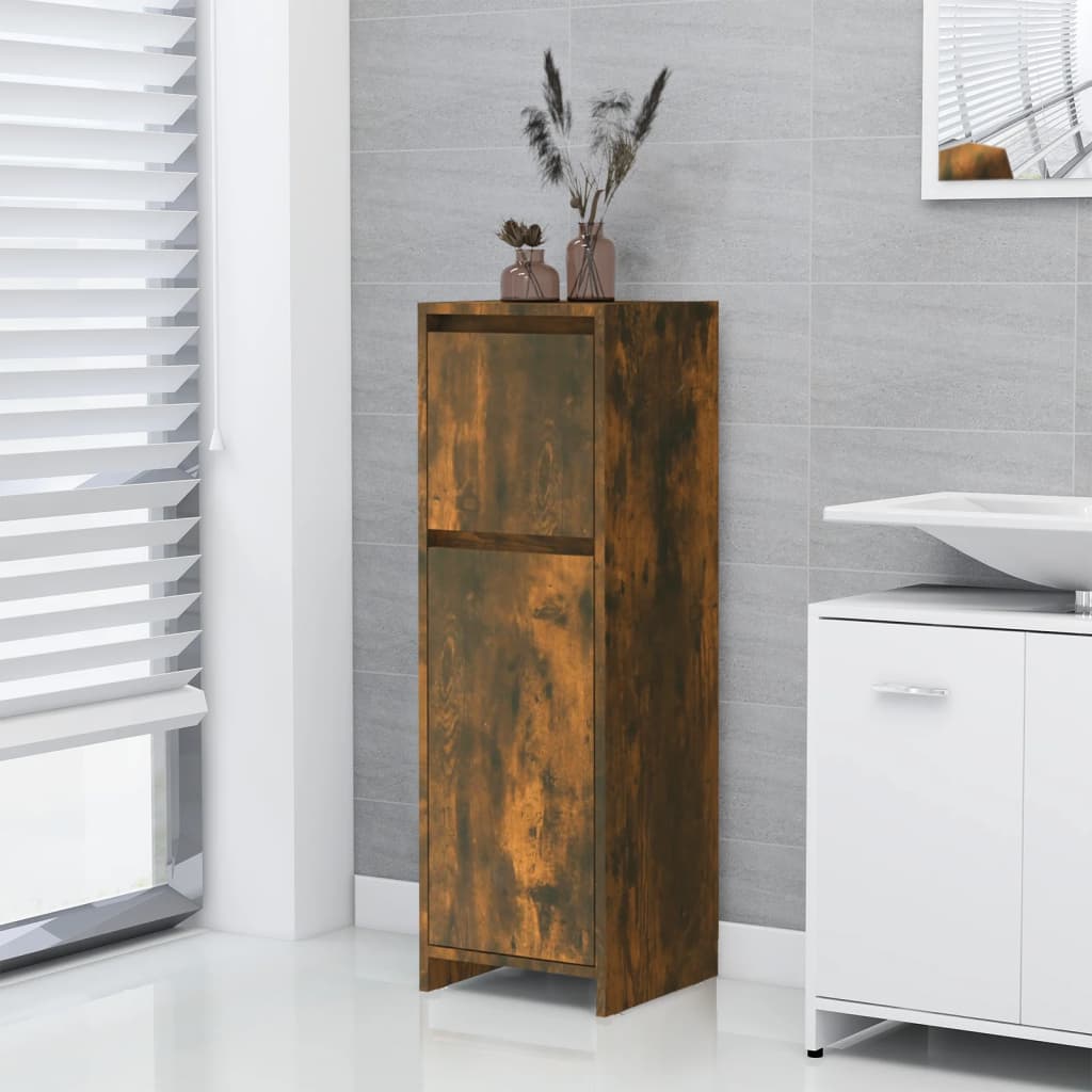 Bathroom Cabinet Smoked Oak Finish 30 X 30 X 95 Cm Engineered Wood