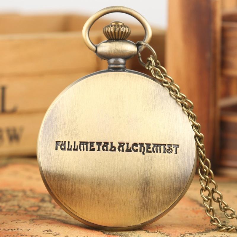 Fullmetal Alchemist Steampunk Anime Silver Necklace Clock Retro Vintage Pocket Watch with Quartz Movement for Cosplay Gifts
