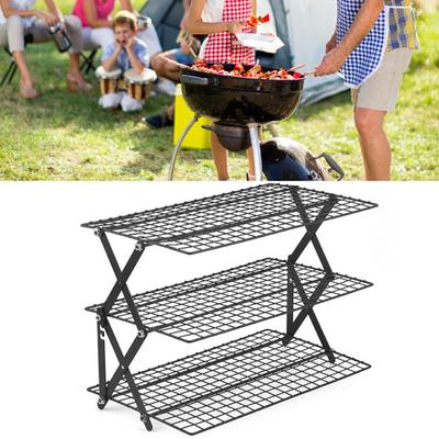 Folding Rack 4-Layer Cooling Rack Non-Stick Coating Strong Load-bearing Not Easily Deformed Collapsible Spice Holder Storage Rack