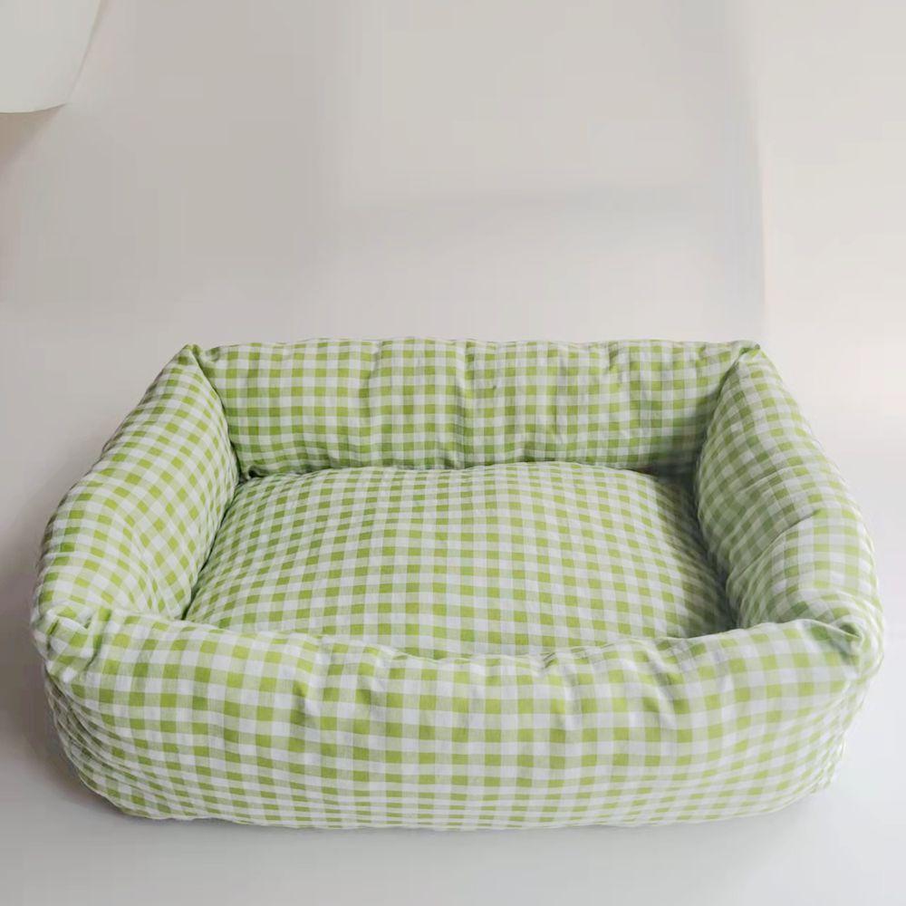 

Трехцветный хлопковый клетчатый коврик для домашних животных, гнездо для собак и кошек, которое можно использовать в любое время года S 40*50*15cm