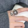 Niche Unique Design Exaggerated European and American Style Retro Zircon Flower Cross Ring
