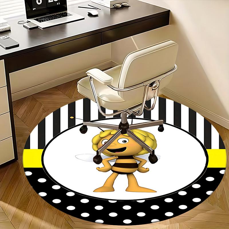 Bee Themed Chair Mat Round Carpet for Home Decor, Office Use, and Gifts0392b