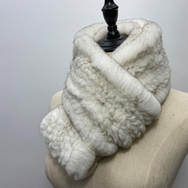 Women Long Ring Scarf Real Rex Rabbit Fur Knitted Neck Warmer Winter Stylish Warm Ring Scarves