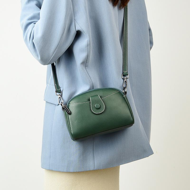 Leather women's bag first layer cowhide small square bag spring new trendy bag Internet celebrity fashion simple shoulder messenger bag