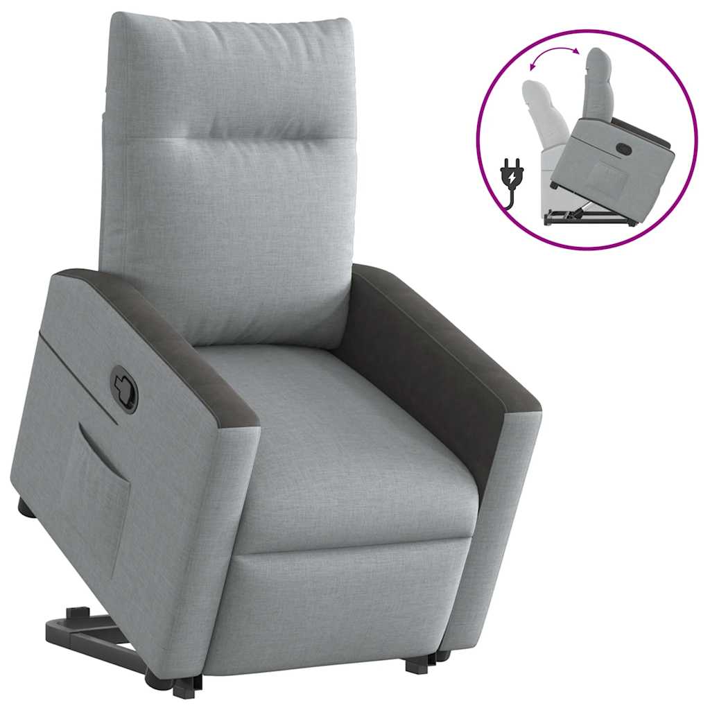 Recliner with Rising Aid Light Grey Fabric