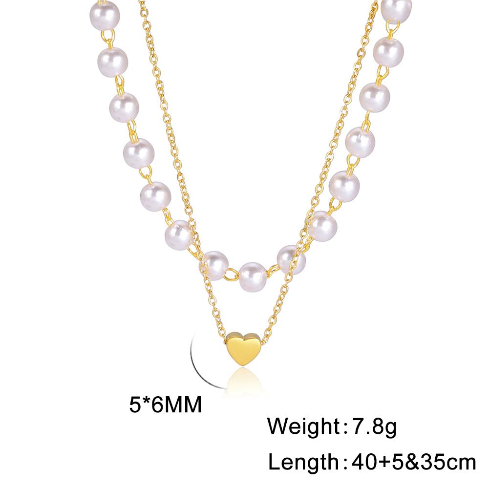 Xiaomi Skyrim Tiny Heart Choker Necklaces Stainless Steel Double Layered Beads Chain Necklace Women Aesthetic Jewelry Mother Day Gift