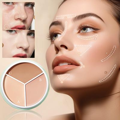 Contouring and Improving Makeup Three-color Concealer, Contouring and Concealing Foundation Cream