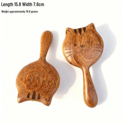 Peigne-coussin en bois de santal naturel - Design chaton pour boucler & masser les cheveux à la maison
