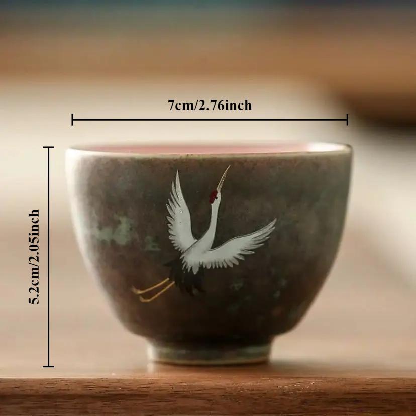 Ceașcă de ceai în stil tradițional chinezesc, model cocor zburător, ceașcă de ceai ceramică retro, ceașcă de cafea, căni din ceramică grosieră