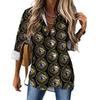 Women Street Fashion Shirt Abstract Evil Eye Casual 2025 New Spring and Autumn Blouse Long Sleeve Vintage Print Office Blouses