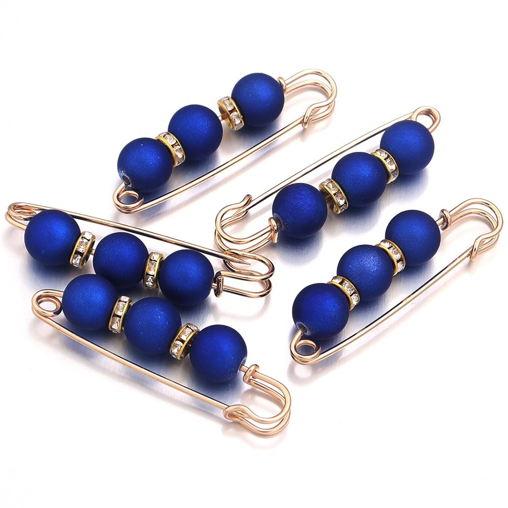 5pcs/Lot Color Imitation Pearl Brooches Rhinestone Pants Fixed Pins for Garment Decoration Waist Clips Brooch Supplies