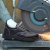 Fashion Men Work Safety Shoes Anti Smashing Waterproof Genuine Leather Welding Shoes Indestructible Nail Proof Boot