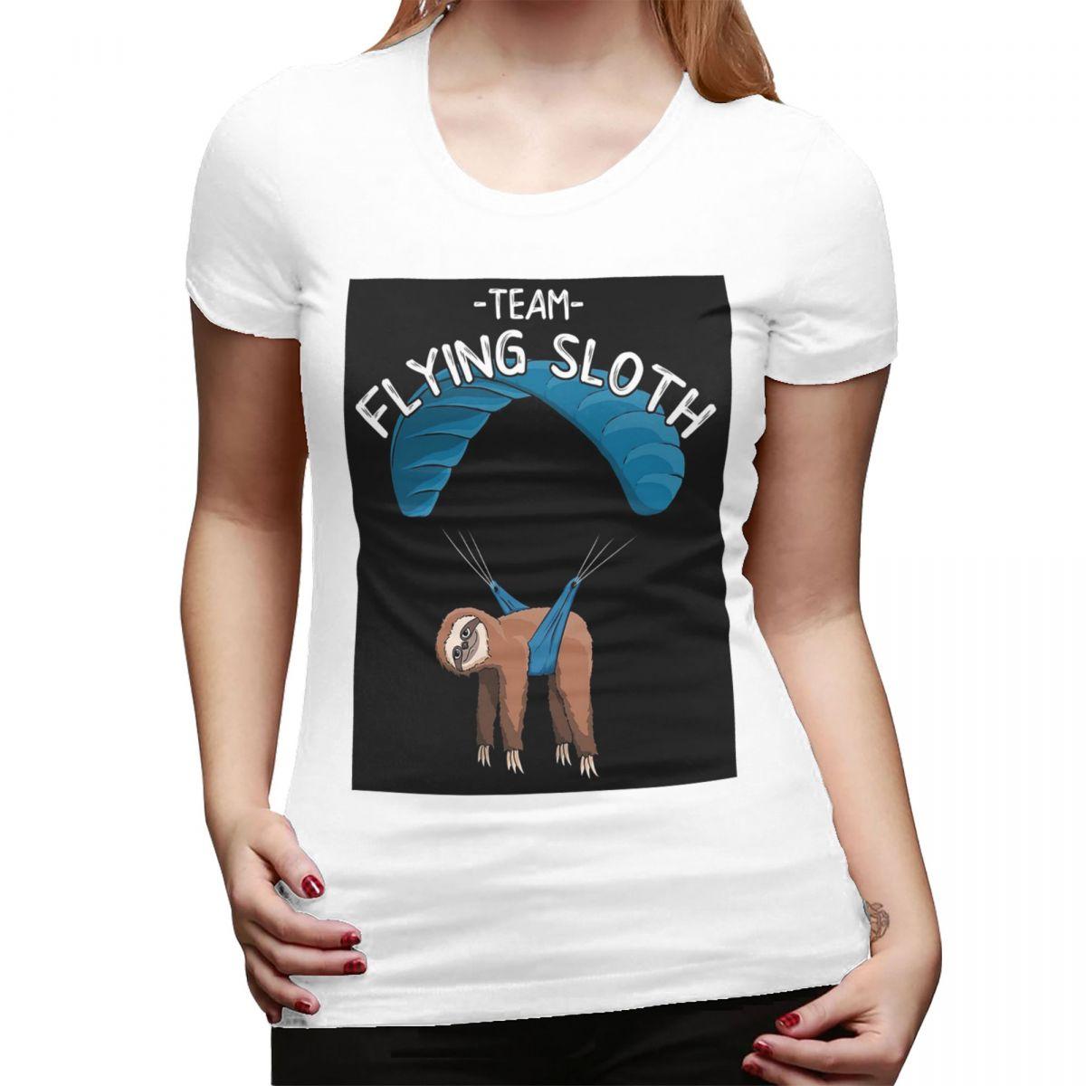 Paragliding Flying Sloth Sunglasses Skydiver Paraglider TShirt for Women  Streetwear T Shirts Womens Short Sleeve Clothes Tops S