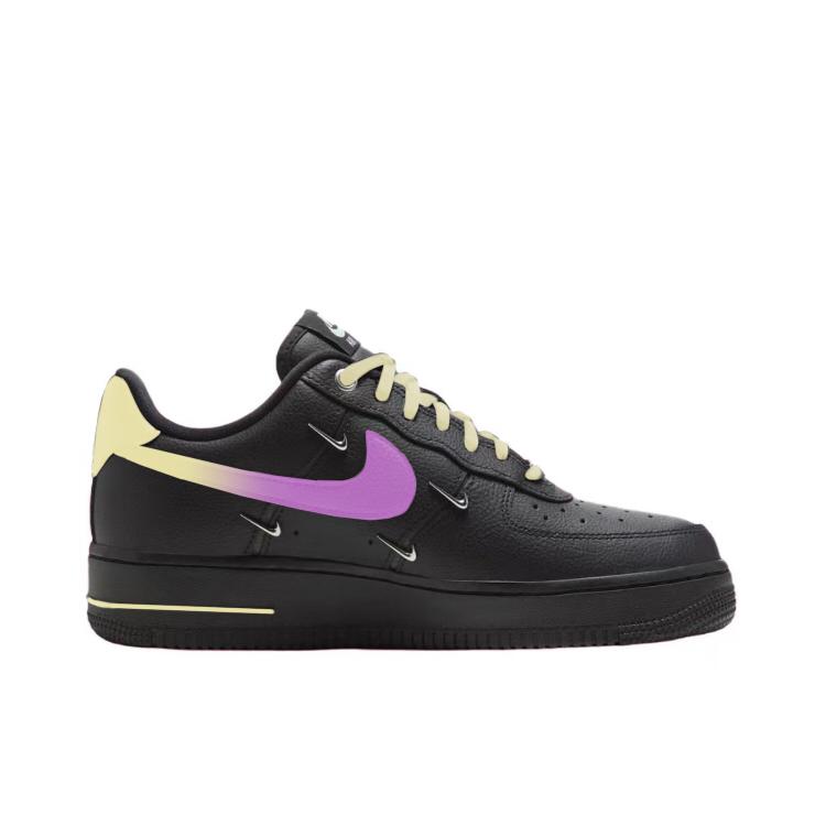 Nike Air Force 1 Abrasion Resistant Low top Skateboard Shoes Women's Black Purple Yellow HQ1180-001(Team352-)