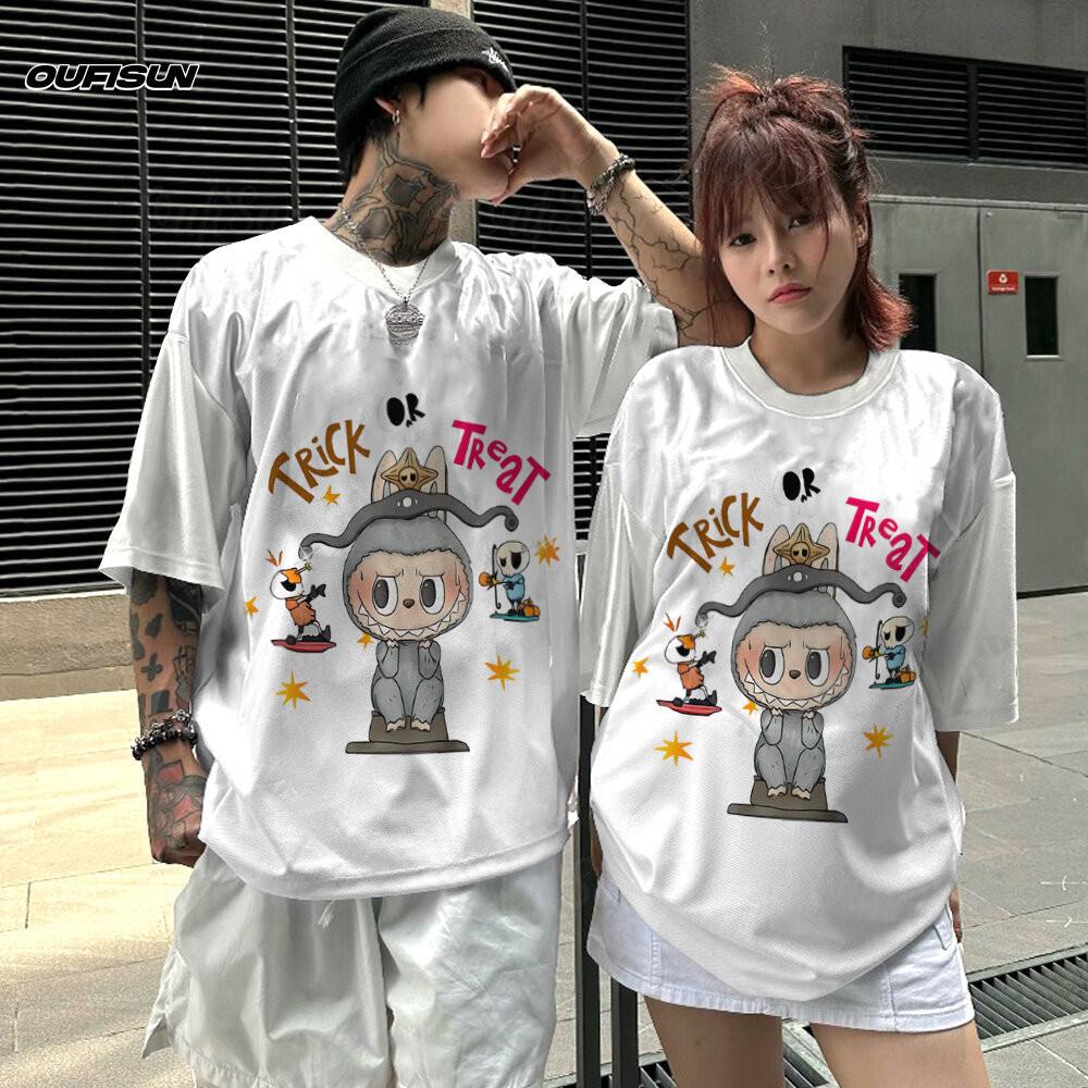Labubu   Women's T-shirt Cartoon Labubu Jersey Oversized Tops Couple Korean Trendy Tops Tees