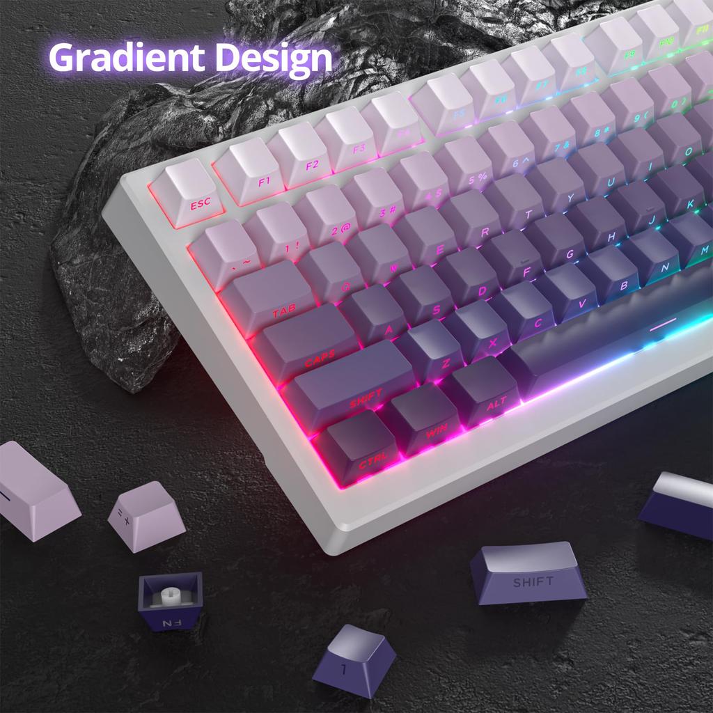 135 Key Side Printed Keycaps PBT Gradient Keycaps 75 Cherry Profile Minimalist Style Custom Keyboard Keycaps for Mechanical Keyboards Percent,
