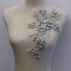 Luxury 3D Embroidered Crystal Rhinestone Wedding Patches Sew-On Flower Shape Decorations for Clothes Twill Fabric