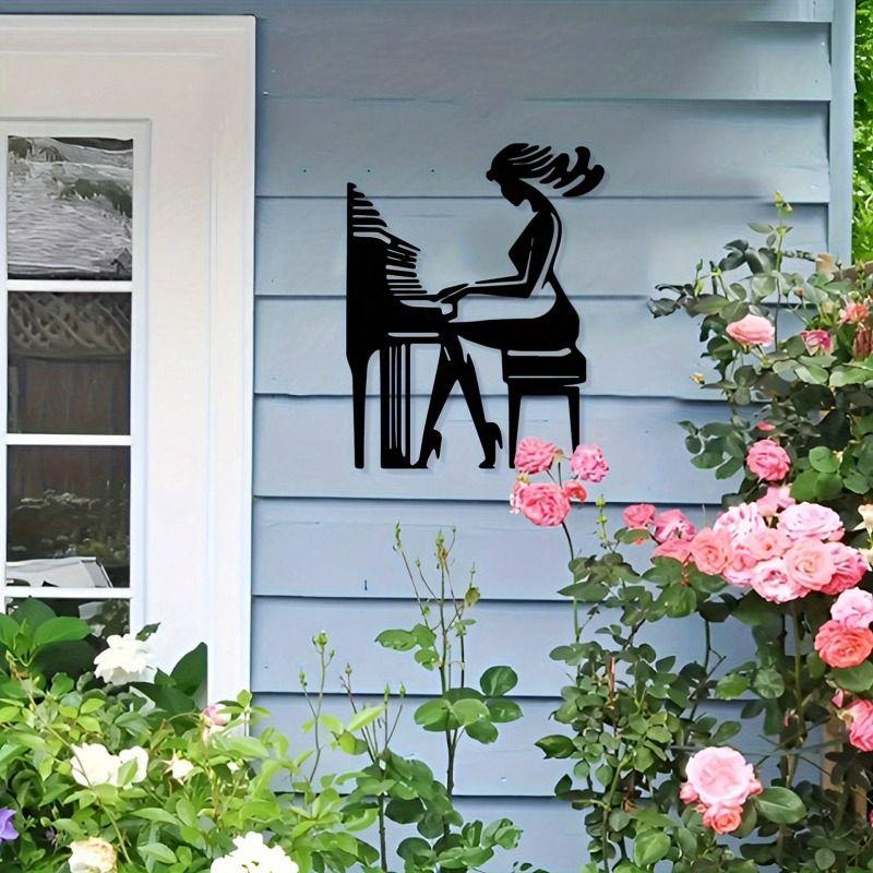 Elegancki Pianista Metalowy Obraz Ścienny Unikalny Wystrój Wnętrz Prezent dla Kobiet