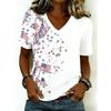 Modisches Damen V-Ausschnitt Lässiges Kurzarm T-Shirt, Retro Sportstil Lässige Sportbekleidung