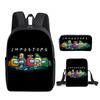 Amongus Space Werewolf School Bag 3PCS Game Merchandise Elementary And Middle School Students Backpack Pencil Bag Satchel
