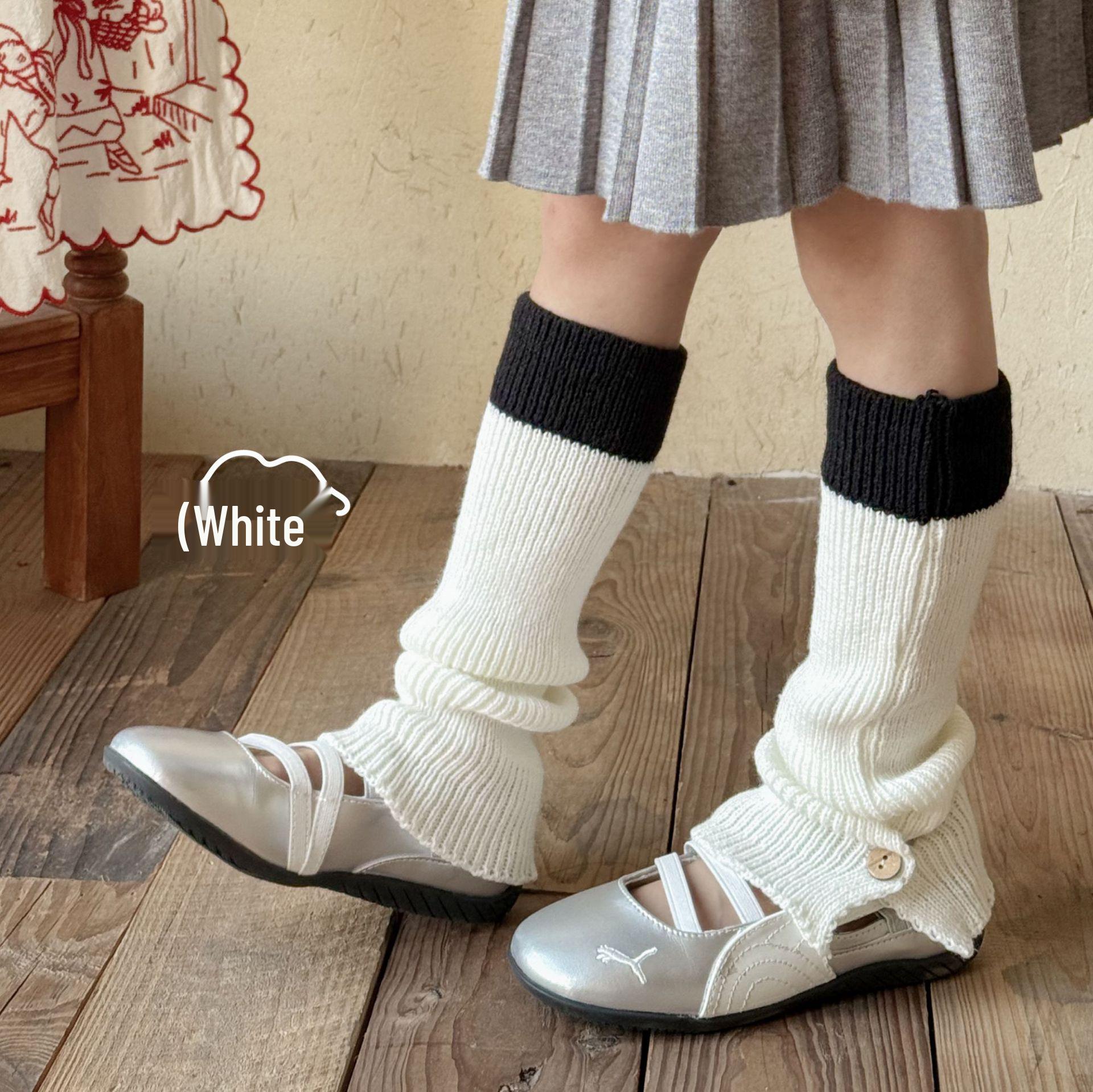 

Красные гетры на пуговицах в корейском стиле для девочек на весну и осень One Size (Sock length approx. 35cm)