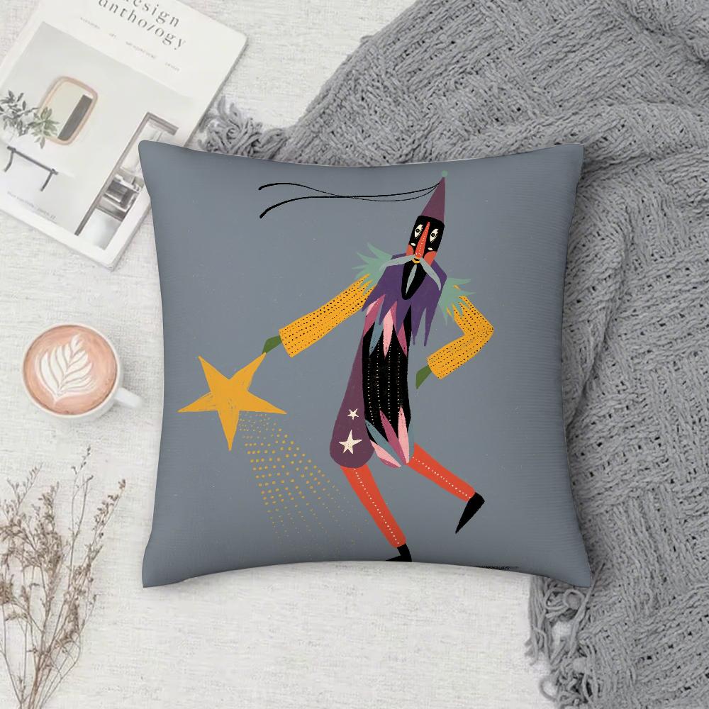 Brazilian Abstract Willian Santiago Art Pillow Case Square Double-Sided Printing Short Plush Sofa Cushion Cover Bedside Pillow