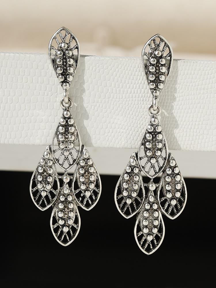 

Винтажные китайские этнические серьги с кисточками, с дизайном из перьев и капель воды - длинные серьги-подвески для женщин. античный серебряного