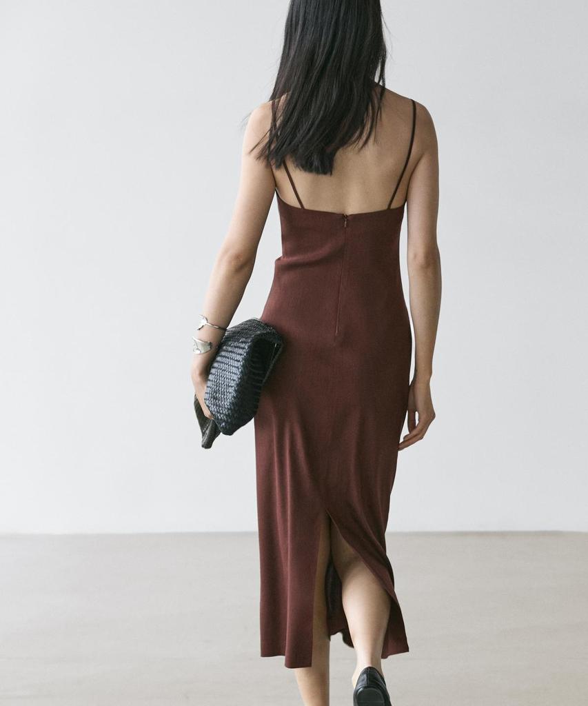 Masimodutti Linen Stretch Strap Knee-Length Dress
