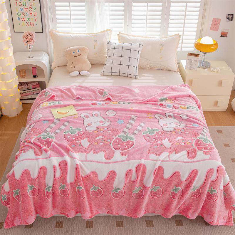 Cozy Flannel Blanket for Office or Nap - Coral Fleece Throw Gift.
