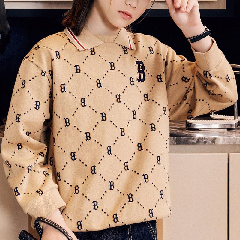 New MLB Sweatshirt Beige Yellow Kids' 7AMTMD141-43BGS