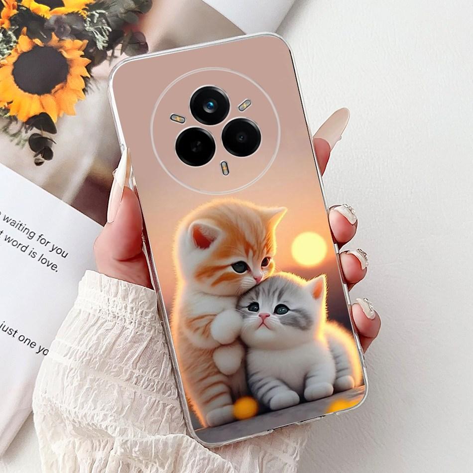 For Realme 14 Pro 14Pro+ Elegant Floral Cat Printed Phone Case For Realme 14 Pro Plus 14Pro 5G Soft Silicone TPU Cases
