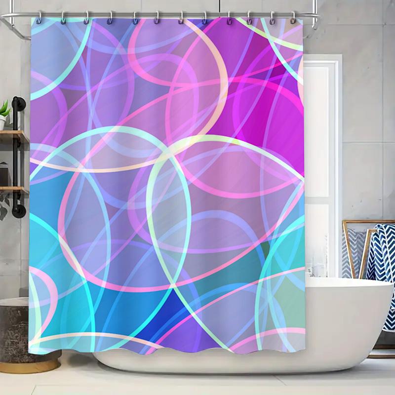 

Bright Pink Hibiscus Shower Curtain Tropical Floral Bath Decor Modern Blue Green Palm Leaves Print For Bathroom Decoration Water W60H190(CM)-1 Pcs