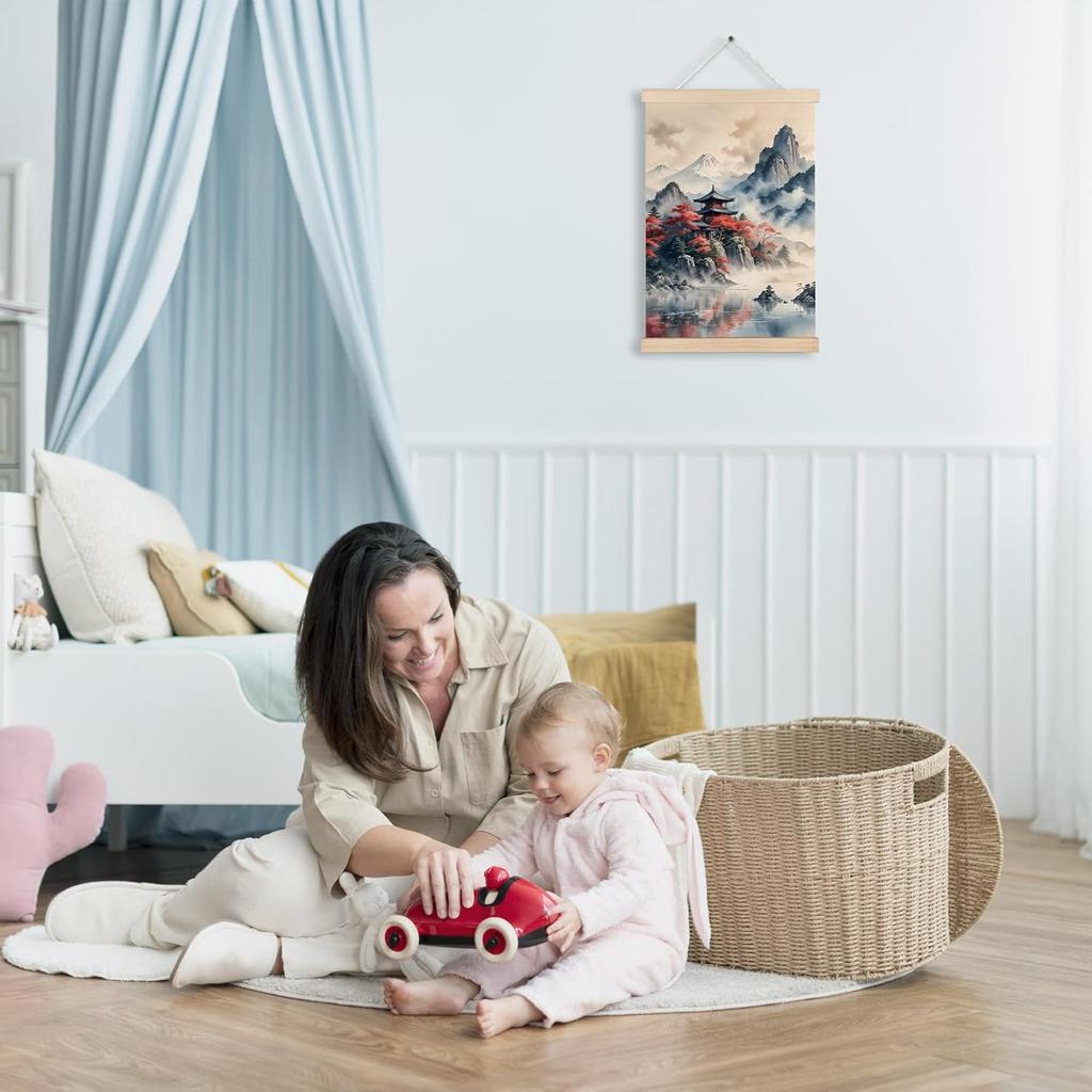 RYVJU Traditional Japanese Temple Wall Art Poster Hanger Frame, Japanese Room Decor, Asian Spiritual Nature Landscape Wall Decor Canvas Prints for