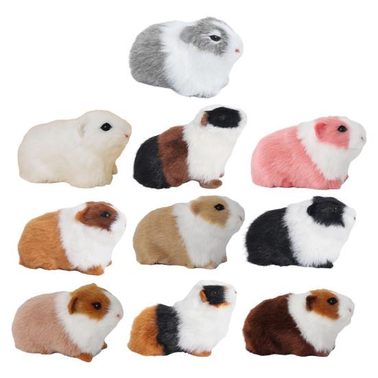 Realistic Hamster Ornament Plush Guinea Pig Model Furry Hamster Replica for Home Desk Shelf Car Interior Decor