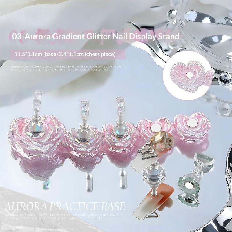 Aurora Flowers Magnetic Nail Tip Display Stand For Manicure Press-On Nails Training Gel Nail Polish Nail Tip Display Tool