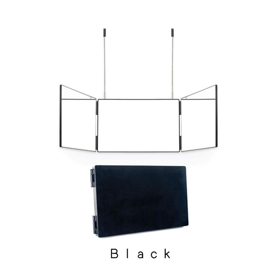 Raatel for and with and Three-Way Mirror, Wall-Mounted, Bathrooms, Sinks, Tabletops, Foldable, Storage, Self-Cut Self-Color (Black)