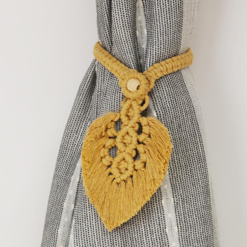 Handmade Braided Cotton Rope Tassel Leaf Curtain Fasteners Bohemian Style Curtain Ties