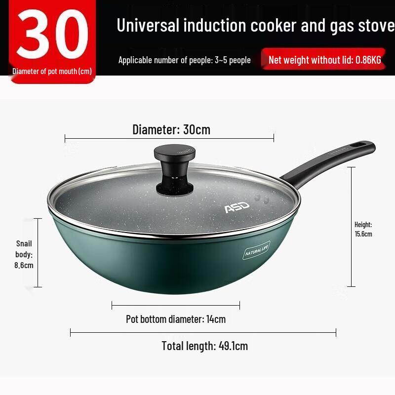 ASD 30cm Avocado Green Non-Stick Wok
