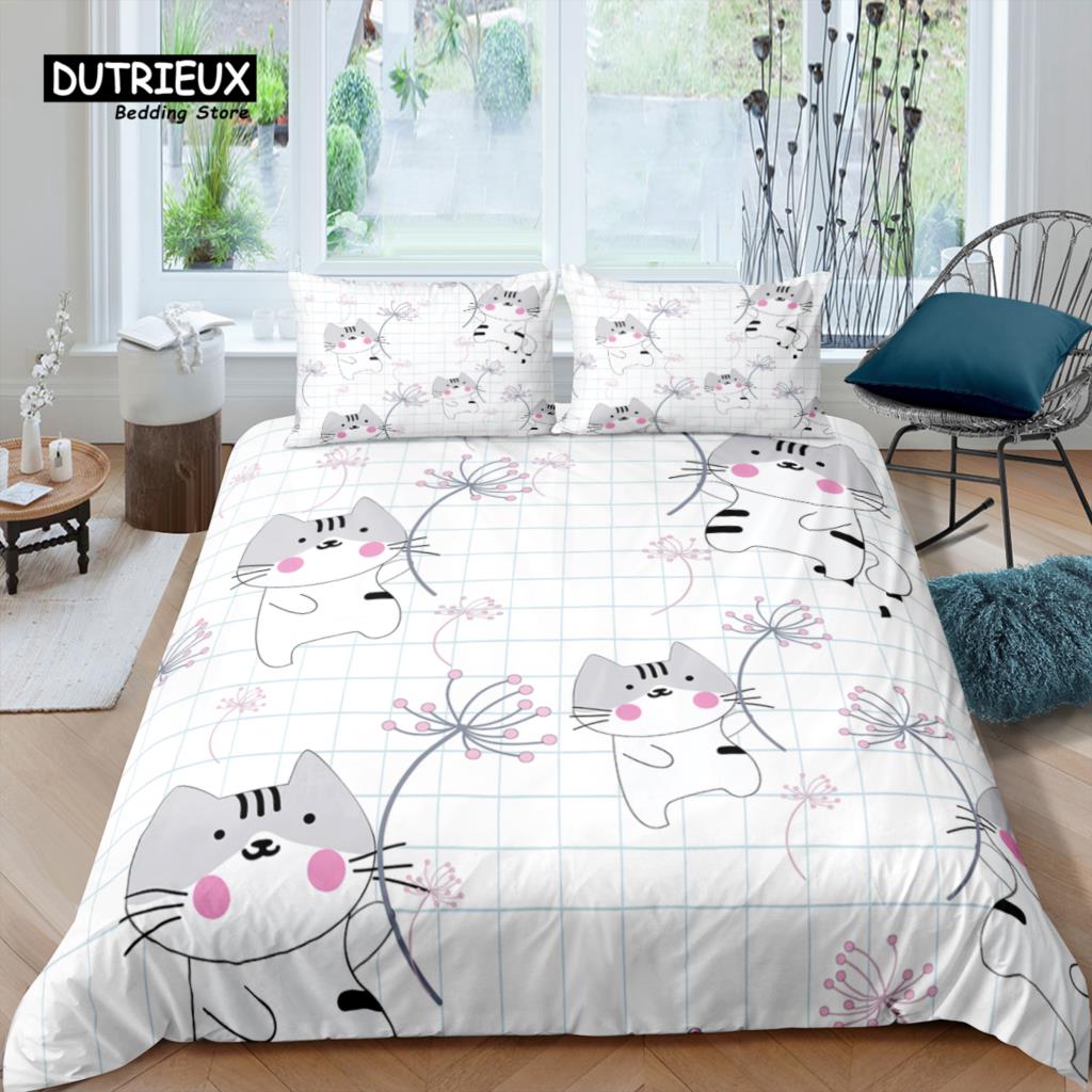 Home Living Luxury 3D Retro Cat Bedding Set Duvet Cover Pillowcase Kids Bedding Set Queen and King EU/US/AU/UK Size
