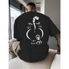 European Size Men's Bright Yellow Cat Back Print T-Shirt - Playful Geometric Design, Breathable Short Sleeve Crew Neck Summer Top for Beach Vacation =