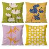 Colorful Flower Illustration Print Pillow Case Anti-dustmite Pillowcase Invisible zipper silky short plush Sofa cushion cover