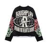 Retro Grunge Kostra a Růže Grafické Dlouhý Rukáv Tričko, Kamínky Streetwear pro Muže/Ženy