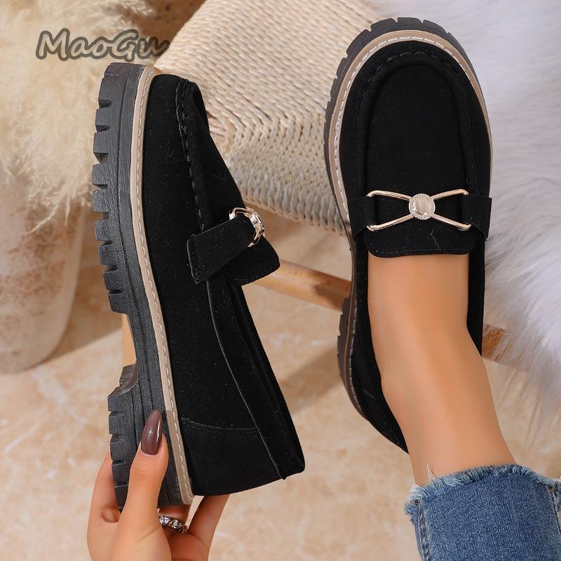 Size 36-43 Mid Heel Pumps for Women Casual Footwear Metal Decors Slip on Loafers Anti-slip Fashion Sneakers Zapatos De Mujer
