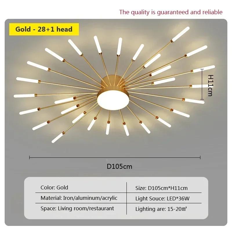 Modern LED Ceiling Lamps Acrylic Sunflower Ceiling Lights Brushed Antique Gold Creative Chandelier Living Dining Room Lighting
