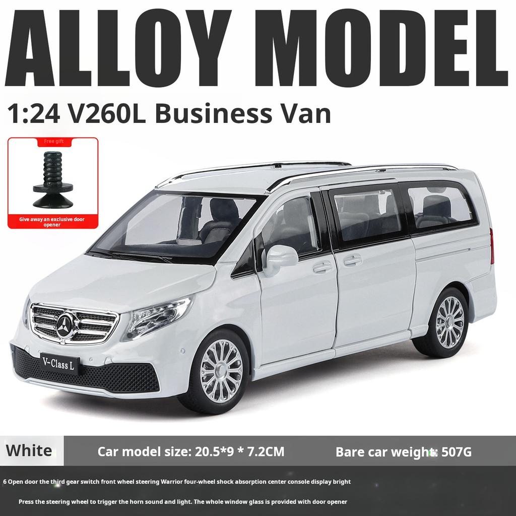 2026 1:24 Velký model V260L MPV Business Vehicle Simulace Slitina Model Vynikající Světlo & Zvuk Hračka Dětský Dárek Sběratelská Dekorace