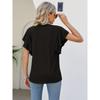 Solid Ruffle Hem Sleeve T-Shirt, Casual V Neck Short Sleeve Summer T-shirt, Women's Clothing