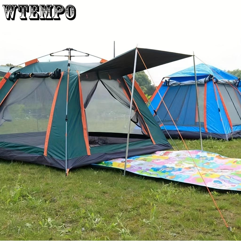 Waterproof Portable Camping Tent - Easy Setup, Durable Oxford Fabric, Alloy Poles, Zip Closure - Dark Green Automatic Multi-beach Thickened Rain Proof