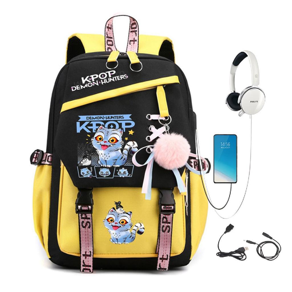 College style ins trend witch hunter Korean version USB multi-function backpack large capacity student bag