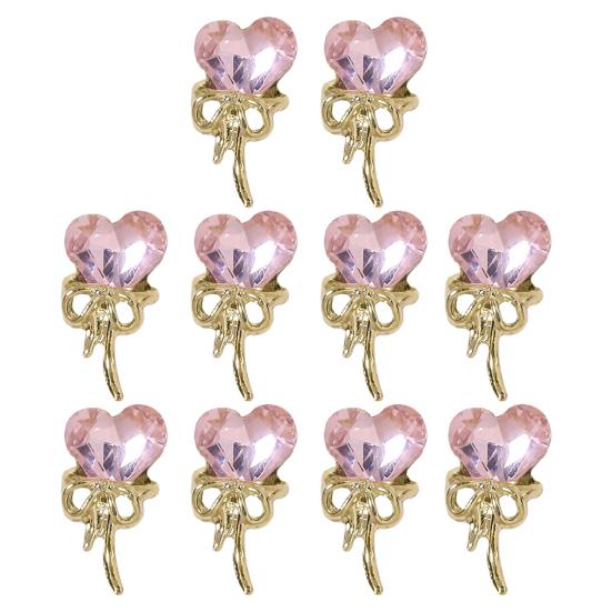 

Очарование Золотой бантик 3D-сплав Роскошный милый DIY Однотонный горный хрусталь Любовь Сердце Ногти E